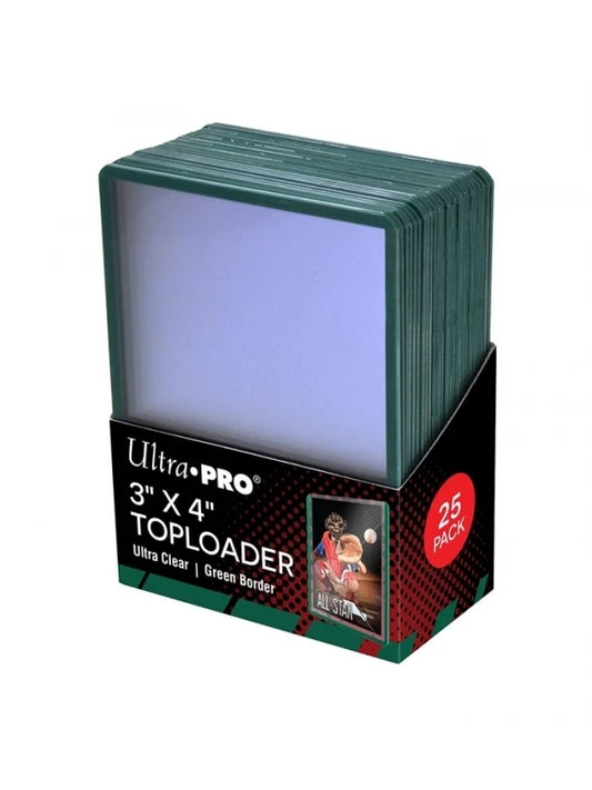 Fundas Standard Toploader Regular Green Border (25 unidades) Ultra Pro.